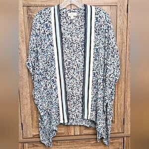 LOFT Colorful Pastel Women's Boho Flowy Open-front Kimono Top Sz M